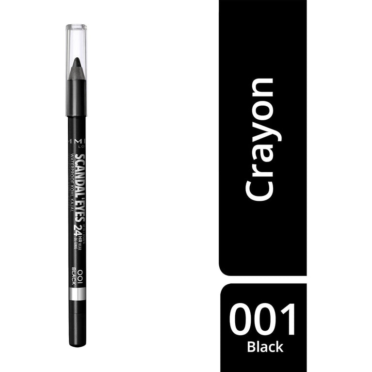 RIMMEL LONDON - Scandaleyes Waterproof Eyeliner - High-Intensity 24hr Wear, No Smudge - Ultra Creamy & Smooth Formula - Bold Black - 1.3g