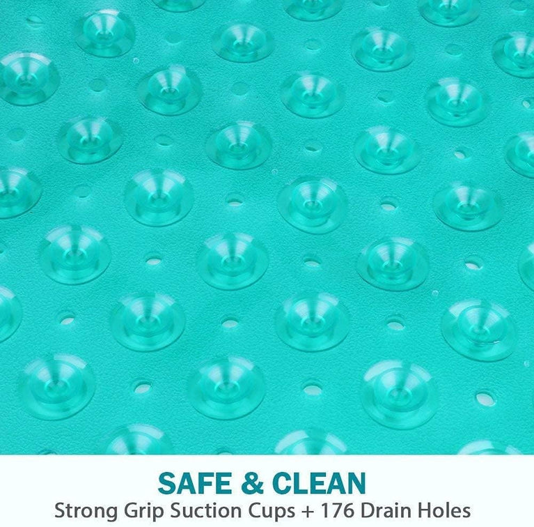 Wimaha Non-Slip Bathtub Mat with Extra Long Coverage and Machine-Washable Design, Teal Color