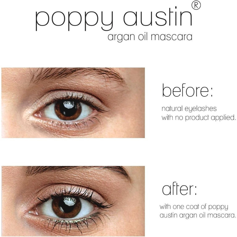Poppy Austin 24-Hour Vegan and Organic Volumising Mascara - Hypoallergenic, Smudge-Resistant, and Waterproof for Sensitive Eyes (9 Gram)