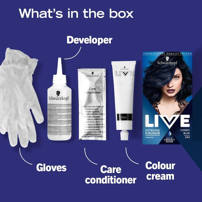 Cosmic Blue Schwarzkopf LIVE Intense Colour Hair Dye For Maximum Shine and Grey Coverage