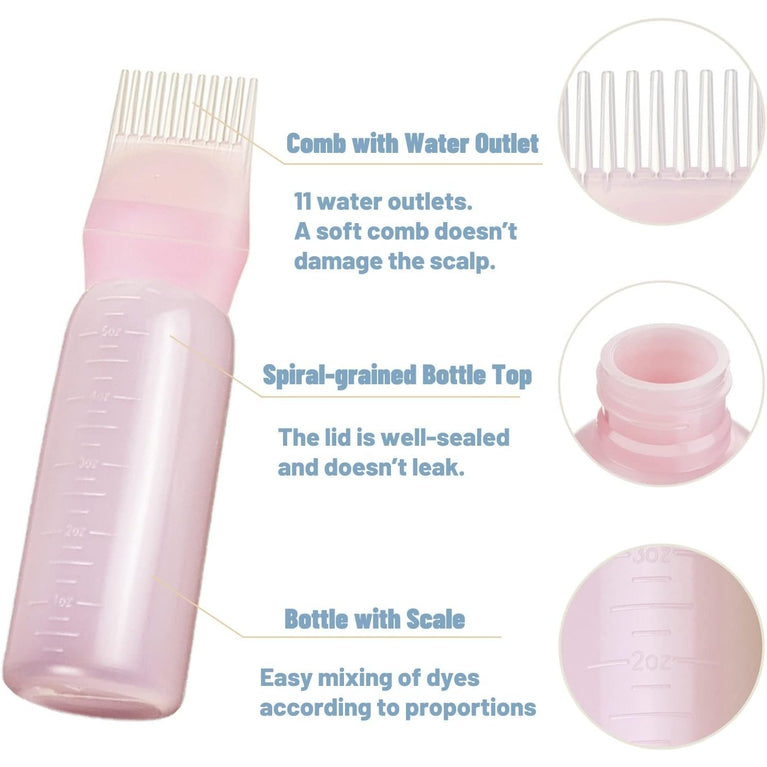 Hair Dye and Oil Applicator Bottle Set - Pink