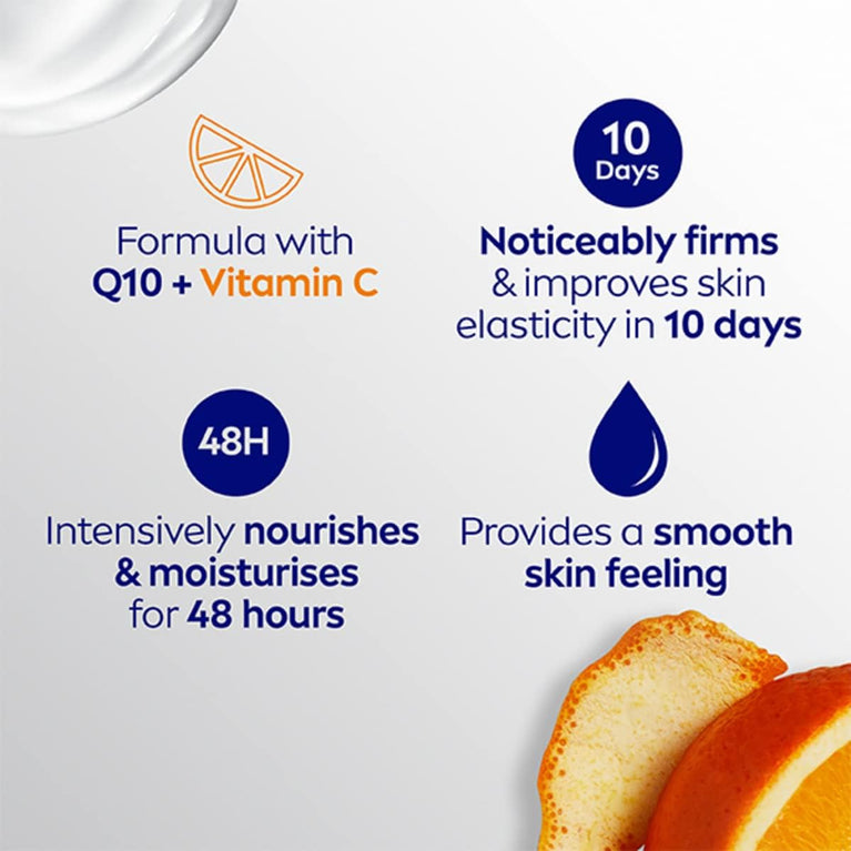 NIVEA Q10 Firming Rich Body Lotion with Vitamin C for Dry Skin