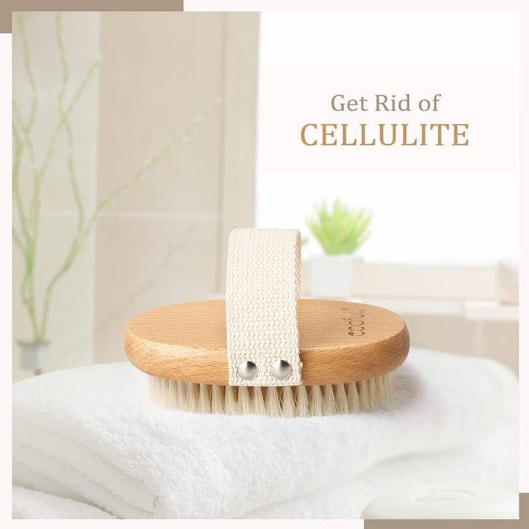 SURDOCA Dry Brushing Body Brush with Natural Beech Wood and Boar Bristles