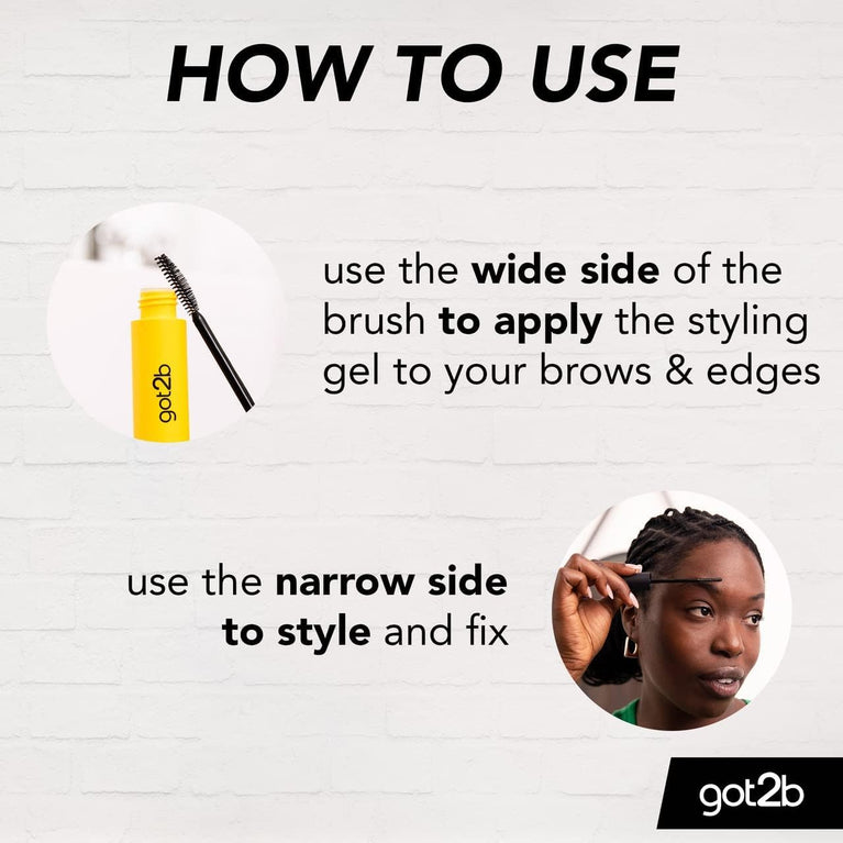 got2b Eyebrow & Edges 2 in 1 Wand Gel - Vegan, Non-Sticky, 72hr Super Hold, Free From Silicones and Alcohol, 16 ml