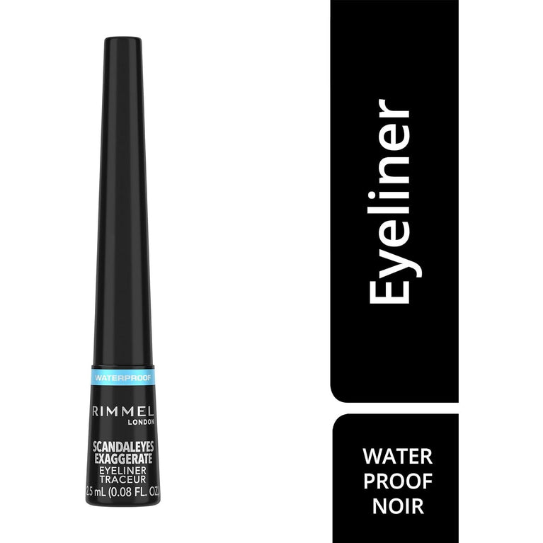 RIMMEL LONDON Scandal'eyes Dramatic Liquid Eyeliner - Waterproof & Smudge-proof - Intense Pigmentation & Matte Finish - 001 Black - 2.5ml