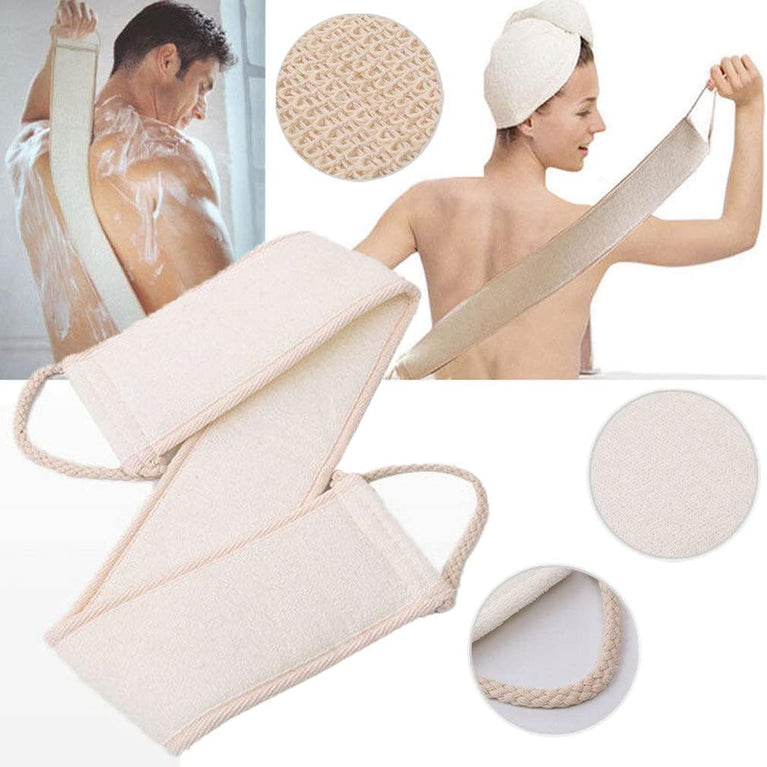 Exfoliating Loofah Back Scrubber for Shower, Long Handled Bath Brush with Dual Scrubbing Straps