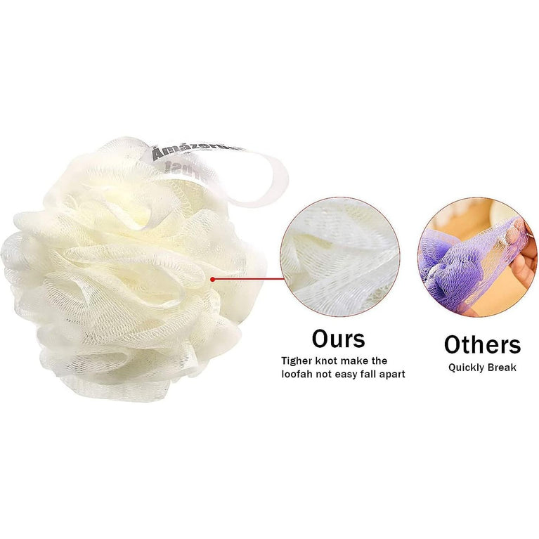 Soft Body Scrubber Bath Sponge Set of 3 - Amazerbst Loofah & Shower Puff for Both Women and Men