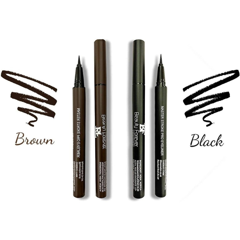 Ultimate Precision Eyeliner Pen by Beauty Forever - Long-Lasting & Waterproof, Semi-Matte Finish, Ideal for All Eye Types, Available in Black and Brown