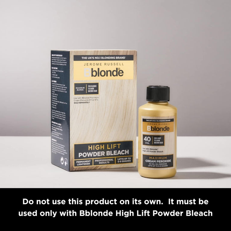 Jerome Russell Bblonde Cream Peroxide - High Lift, Medium to Dark Brown Hair, 40 Volume, 12% Strength, 75ml