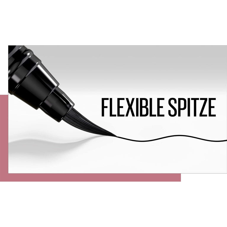 Maybelline 24-Hour Hyper Easy Brush Tip Liquid Eye Liner in Pitch Brown - Smudge Proof and Suitable for Sensitive Eyes