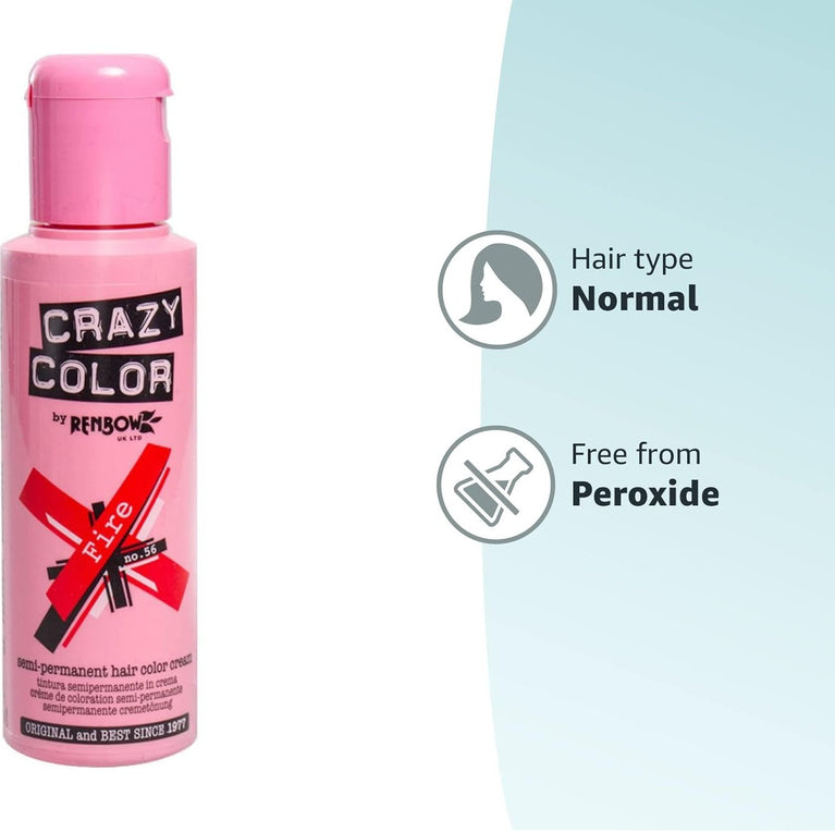 Renbow Crazy Color Semi Permanent Hair Color Cream Fire No.56 100ml