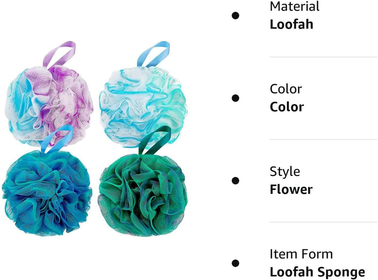 Luxurious DadyMart Bath Shower Loofah Sponge Set for Men and Women - Set of 4