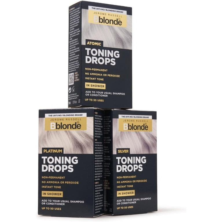 Jerome Russell Bblonde Platinum Toning Drops - Non-Permanent Platinum Hair Toner, Refresh & Maintain Blonde Hair Dye, Add Drops in Shower with Shampoo or Conditioner, 50 Uses