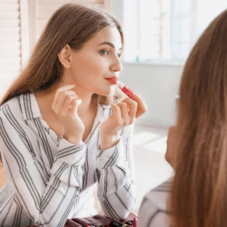 AOOWU 6-Piece Fruit-Flavored Lip Oil Kit - Hydrating, Long-Lasting Plumping Gloss with Roll-On Design (Peach, Orange, Avocado, Strawberry, Grape, Cherry)