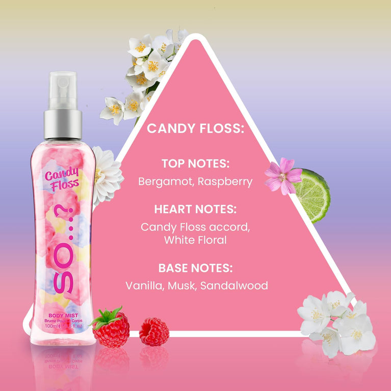 So...? Womens Candy Floss Body Mist - Sweet Floral Fragrance Spray 100ml