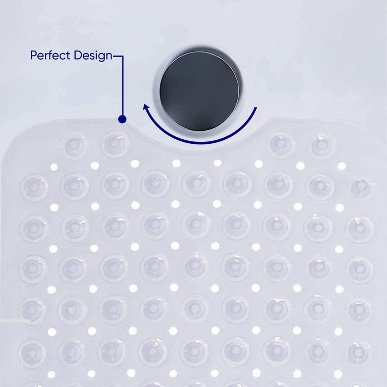 Anti-Slip Long Rubber Bath Mat with Drainage Holes - Easy to Clean and Stylish 70x38cm