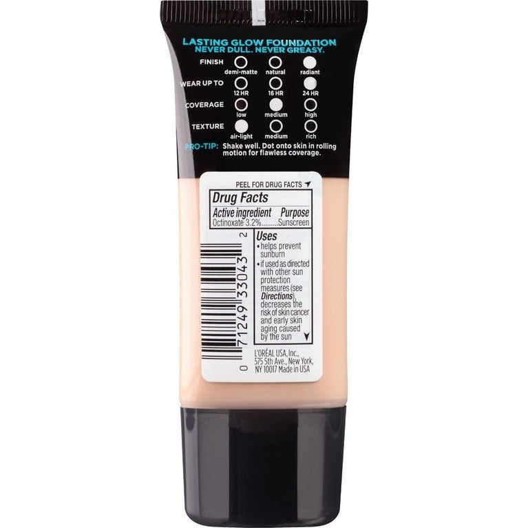 L'Oréal Paris 24-Hour Infallible Pro Glow Radiant Finish Foundation, Shade 202 Creamy Natural, 30 ml – Amazon Exclusive