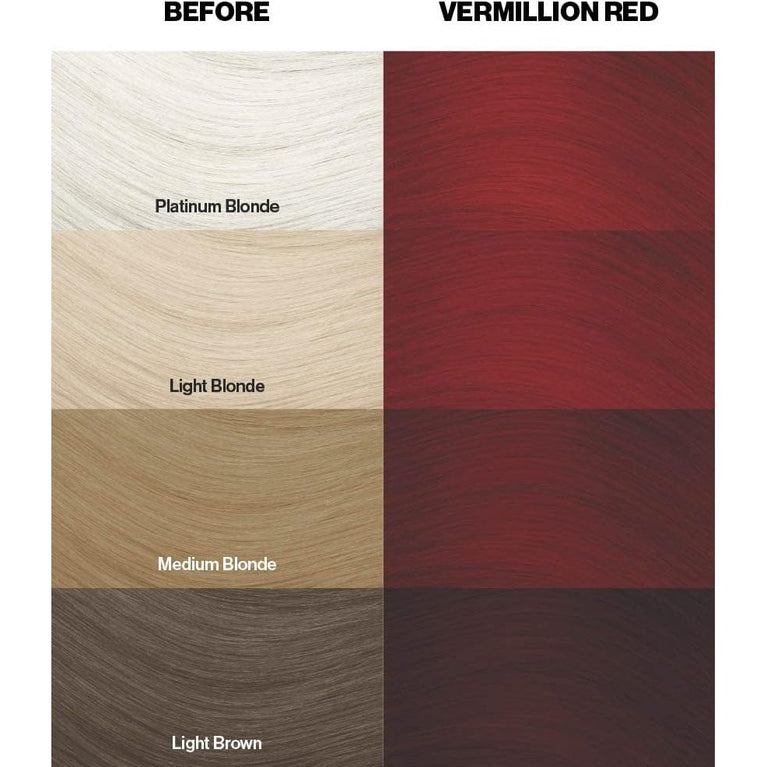 Crazy Color Vibrant Vermillion Red Semi-Permanent Duo Hair Dye. Highly Pigmented Scarlet Red Conditioning & Oil Nourishing Vegan Formula | No Bleach or Ammonia | 200ml