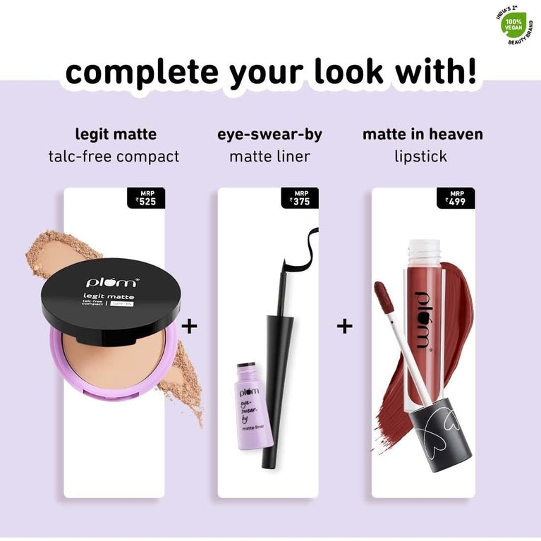Kohl Kajal Matte Eye Pencil by Plum Eye-Swear - Smudge-Proof, Waterproof Deep Black Makeup (Pack of 1)