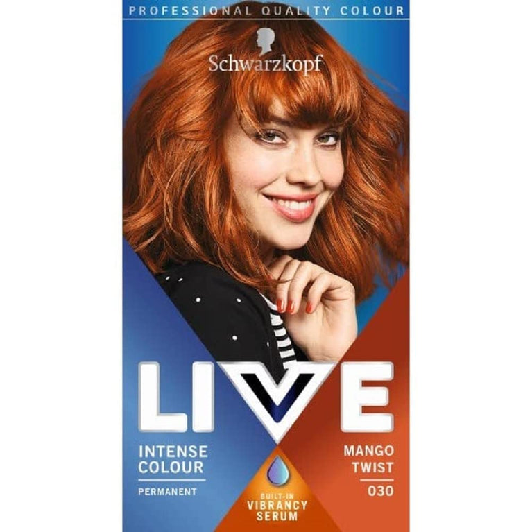 Schwarzkopf LIVE Intense Color, Long Lasting Orange Copper Hair Dye with Vibrancy Serum, Mango Twist
