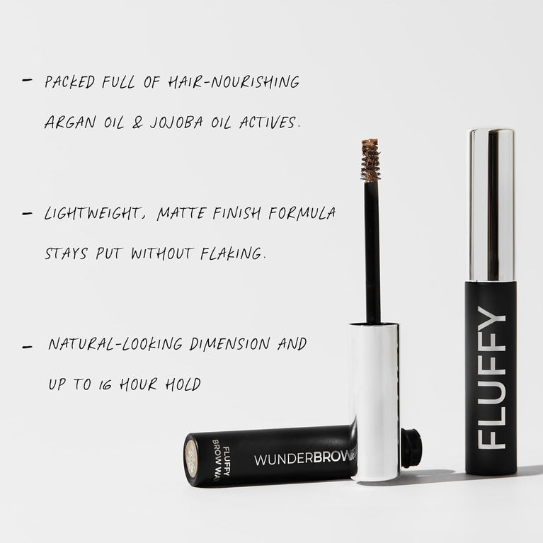 WUNDERBROW Vegan Brow Wax, Nourishing Waterproof Eyebrow Wax with Long-Lasting Hold, Fortified with Jojoba and Argan Oil - Brunette Shade