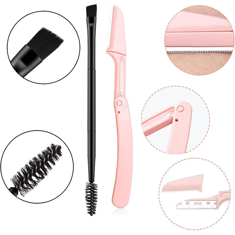 Ultimate Eyebrow Shaping Kit with Long-lasting Waterproof Brow Cream, Stamp Set and Reusable Stencils - Perfect for Beginners (Medium Brown & Brown)