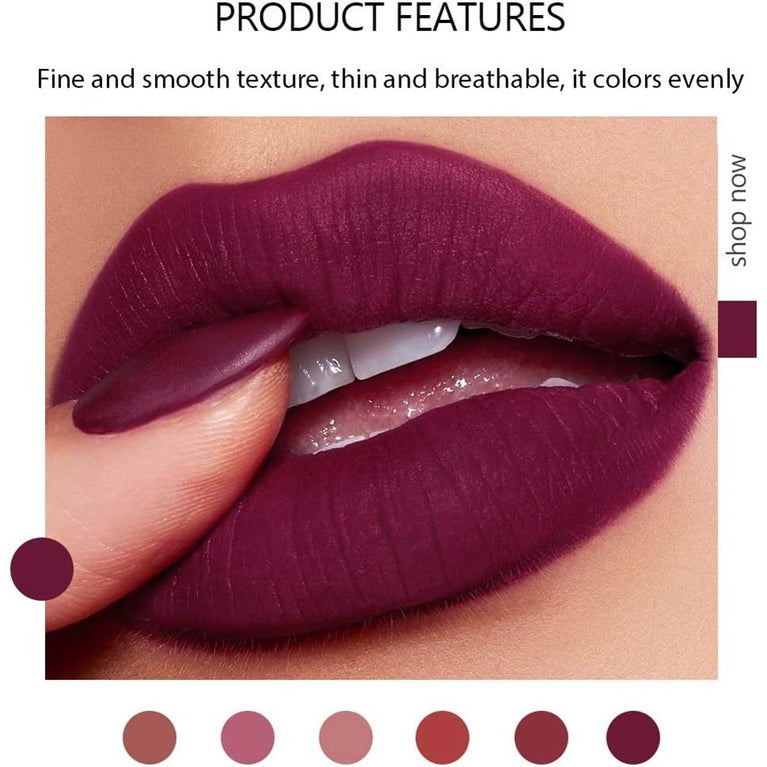 6-Piece Matte Lipstick Collection - Long Lasting, Waterproof and Moisturizing Nude Shades - Makeup Gift Set