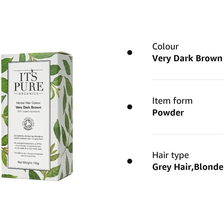 Pure Natural Very Dark Brown Organic Herbal Hair Colour