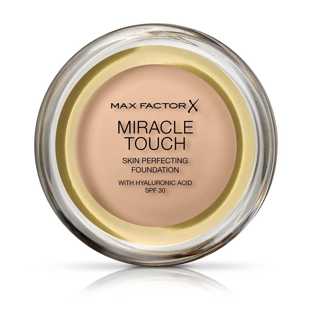 Max Factor Miracle Touch Radiant Finish Foundation with SPF 30 and Hydrating Hyaluronic Acid, Shade 43 Golden Ivory