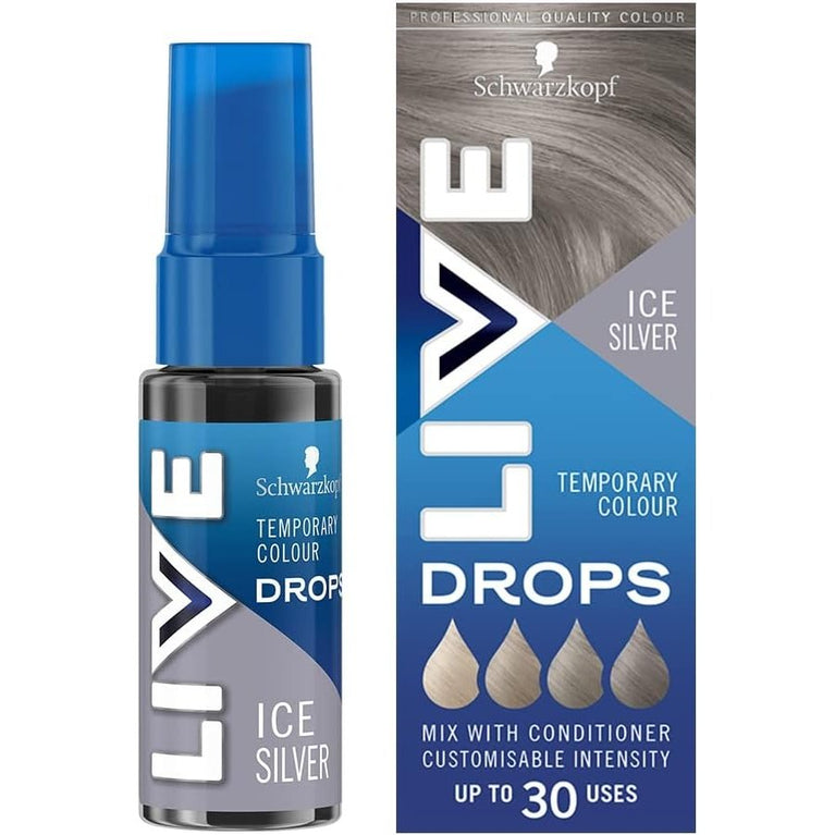 Live Schwarzkopf Colour Drops, Vegan, Semi-Permanent, Lasts 2 to 12 Washes, Ice Silver, 30 ml