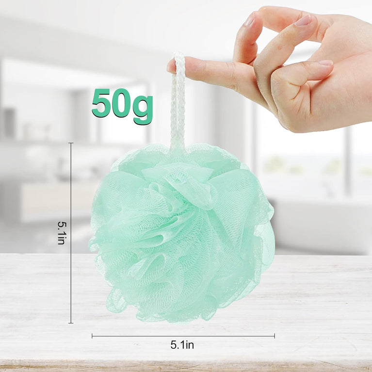 Pack of 6 Multicolor Shower Puff Bath Sponge Set - Soft Exfoliating Shower Sponge for Body Cleaning