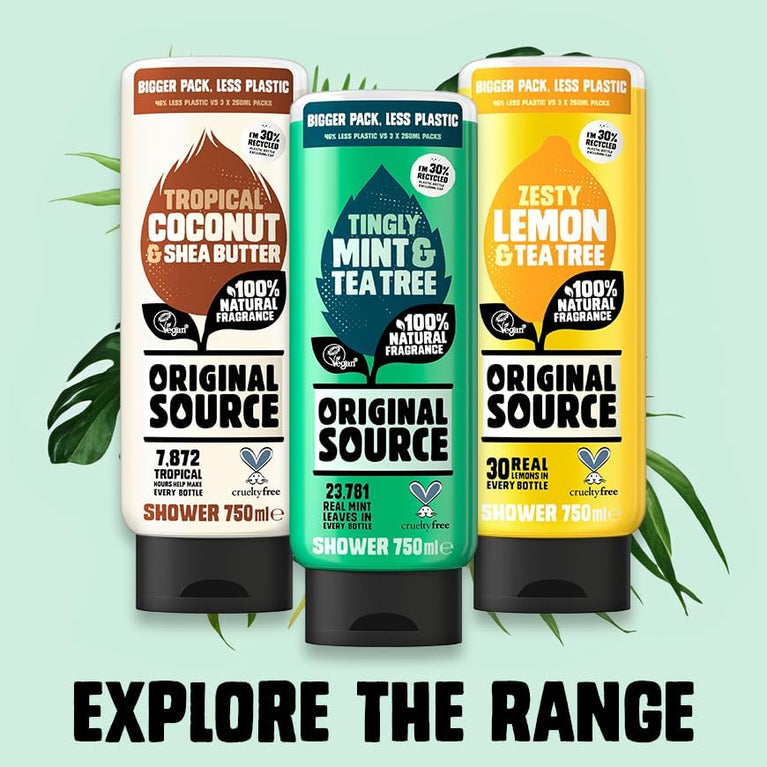 Coconut and Shea Butter Shower Gel with 100% Natural Fragrance - 750ml Bottle