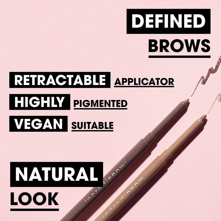 Collection Cosmetics Vegan Incredibrow Eyebrow Definer, Natural Hair Stroke Pigmented Pencil, Blonde, 4.2g