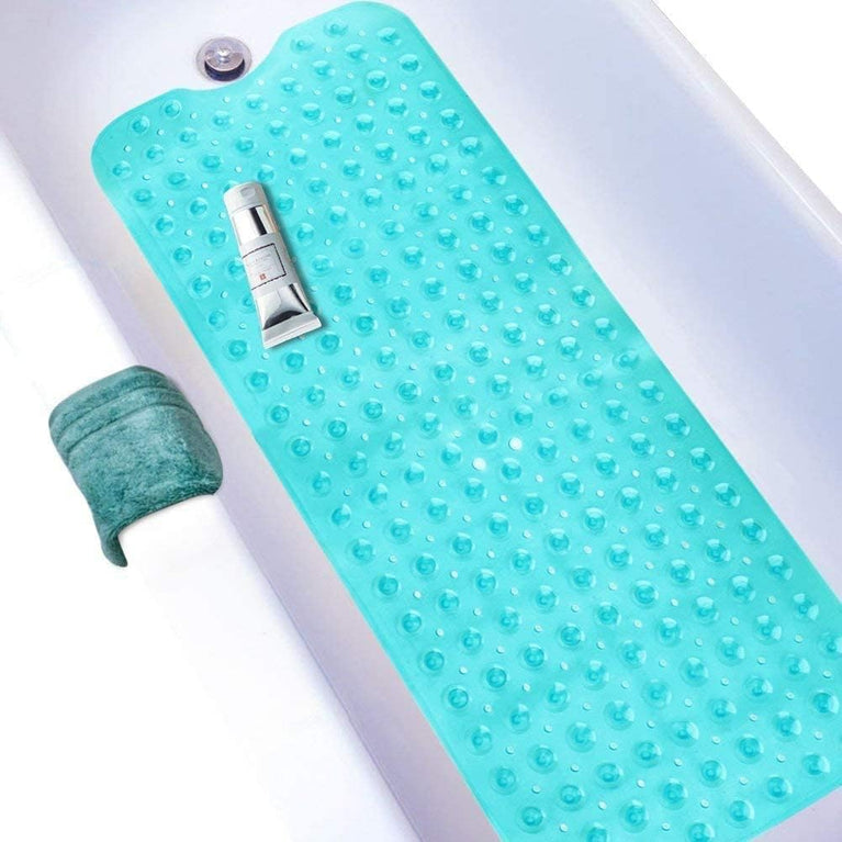 Wimaha Non-Slip Bathtub Mat with Extra Long Coverage and Machine-Washable Design, Teal Color