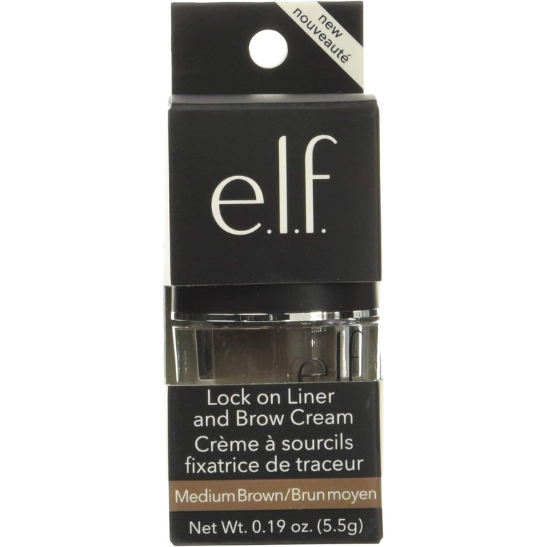 e.l.f. Multi-Purpose Brow Cream and Eyeliner, Medium Brown, 0.19 Oz (5g) - Sculpt, Shape and Define with Long-Lasting Matte Finish