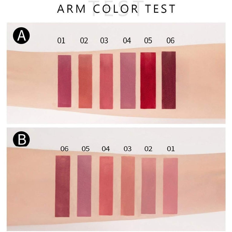6-Shade Velvet Matte Lipstick Set with Durable, Non-Fading and Waterproof Formula - Ideal Gift for Makeup Enthusiasts (Set B)