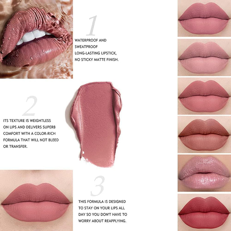 Vibrant 12-Color Long-Lasting Matte Liquid Lipstick Set with Waterproof Non-Stick Formula, Perfect Makeup Gift Kit for Women (Set A)