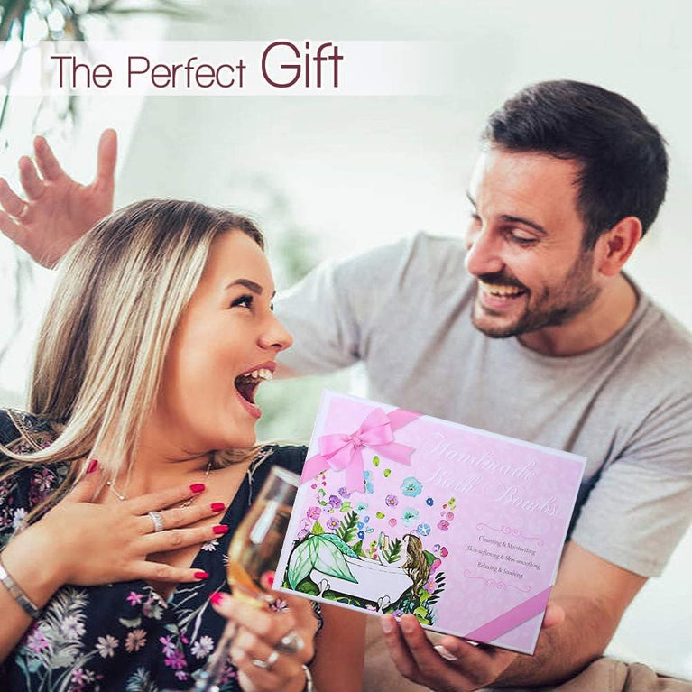 Gift Set: STNTUS INNOVATIONS 7 Natural Bath Bombs for Women, Spa Bubble Fizzies - Perfect for Christmas, Valentine's Day, Birthdays, and More