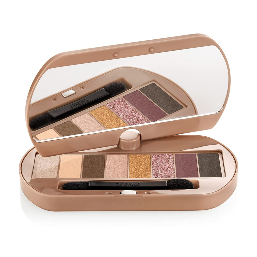 Bourjois Elegant NUDE PALETTE Eyeshadow Trio with Highlighter and Dual-End Applicator, 4.5g