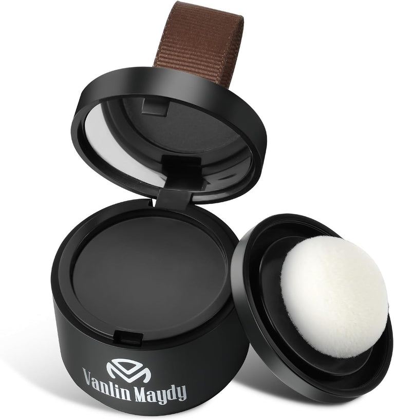 Instantly Hairline Powder, Hair Root Touch Up Powder Conceal Receding Hairline, Windproof&Sweatproof Hair Root Concealer, Professional Hairline Shadow Powder with Mirror and Puff(Natural Black)