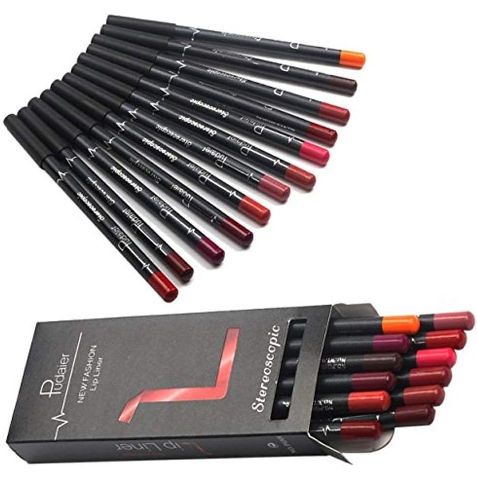 TEEROVA Waterproof Matte Lip Liner Set - 12 Versatile Colors for Long-Lasting, Exquisite Lip Contour