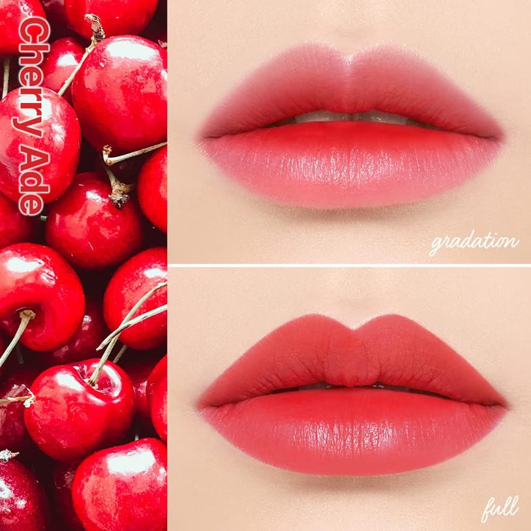 Etude House Cherry Ade Lightweight Lip Stain (21AD) | Smudge-proof, Non-sticky, and Hydrating K-beauty Lip Tint for a Vivid, Energetic Look