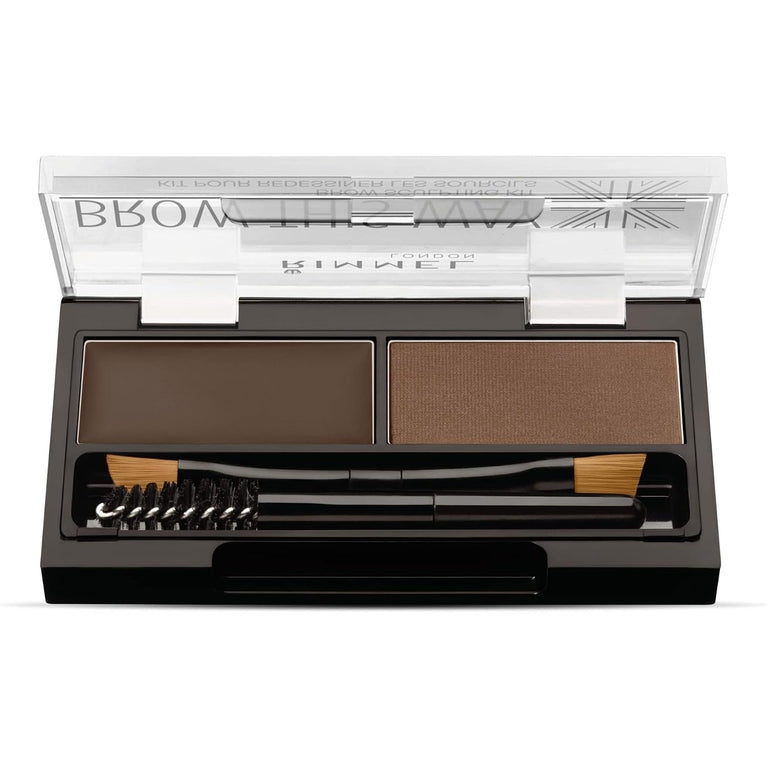 Rimmel London Ultimate Eyebrow Sculpting & Definition Kit with Duo Compact Powder in Dark Brown