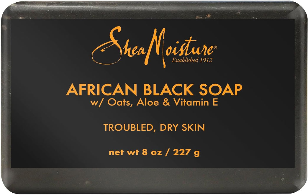 Organic Shea Moisture African Black Soap Bar with Shea Butter, 8oz