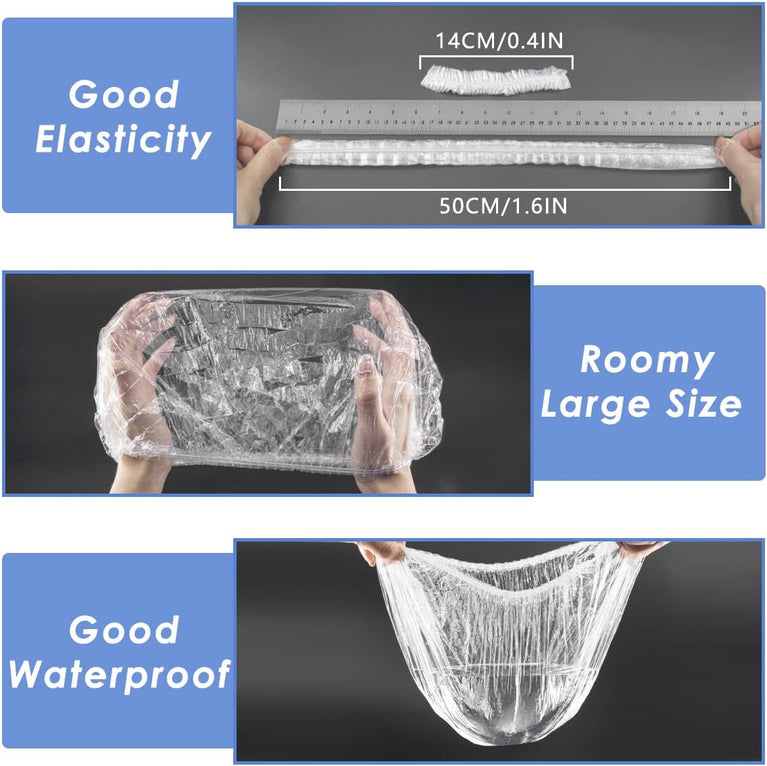Aquior Disposable Shower Caps - 50 PCS Large Thick Clear Waterproof Hair Bath Caps