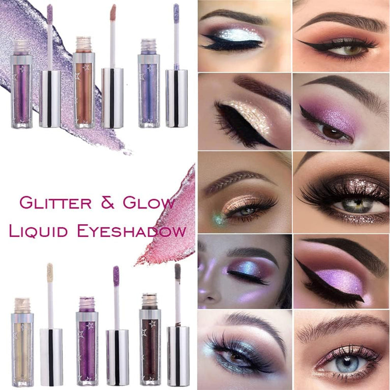Weixinbuy Glamorous Glitter Liquid Eyeshadow - 12 Metallic Shades, Long-Lasting, Waterproof & Highly Pigmented (101#Cream)