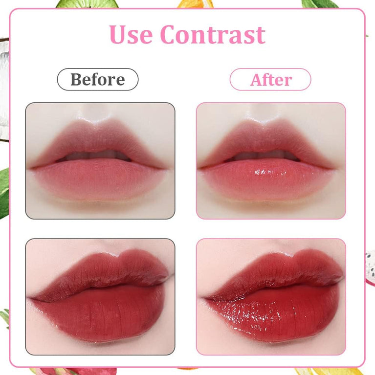 AOOWU 6-Piece Fruit-Flavored Lip Oil Kit - Hydrating, Long-Lasting Plumping Gloss with Roll-On Design (Peach, Orange, Avocado, Strawberry, Grape, Cherry)