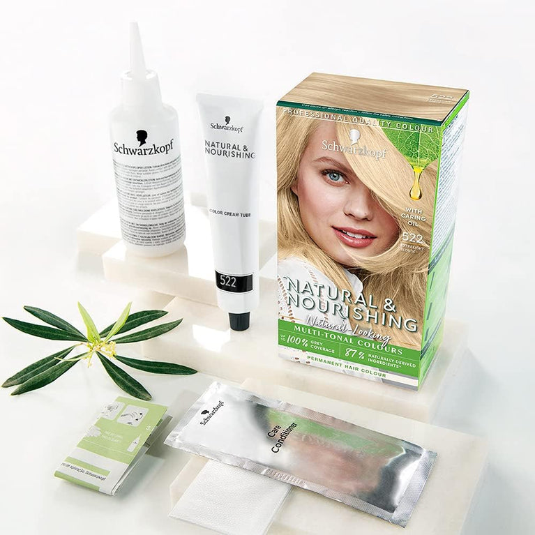 Natural & Nourishing Extra Light Blonde Hair Dye by Schwarzkopf featuring Vegan ingredients and cold-pressed oil for nourishment