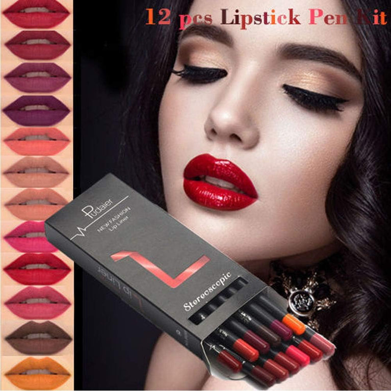 TEEROVA Waterproof Matte Lip Liner Set - 12 Versatile Colors for Long-Lasting, Exquisite Lip Contour