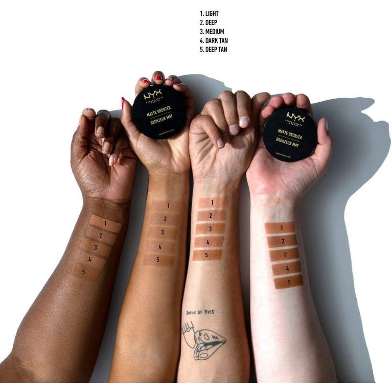 NYX Professional Sun-Kissed Matte Bronzer - Vegan & Skin-Friendly, Medium Shade for Face and Body